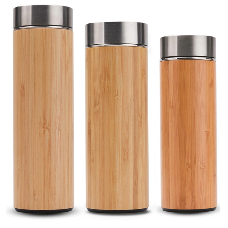 Double Wall stainless Steel Bamboo Vacuum Flask