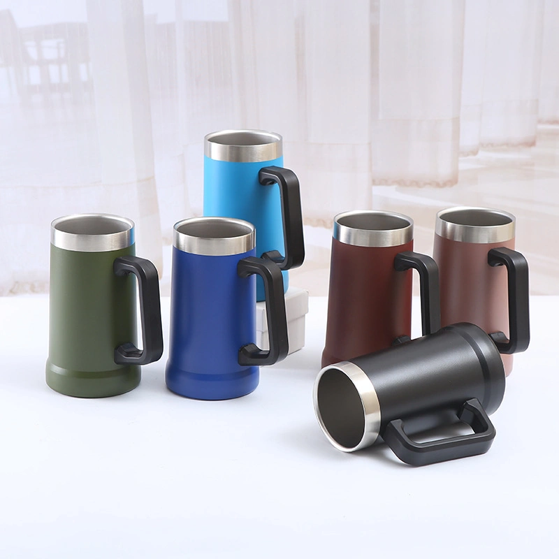 Hot Sale 700ml Double Wall Insulated Stainless Steel Beer Mug with Handle