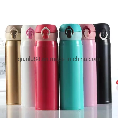 Portable Travel Car Water with Bounce Lid Stainless Steel Insulated Double Walled Coffee Cup Vacuum Flask Thermal Cup